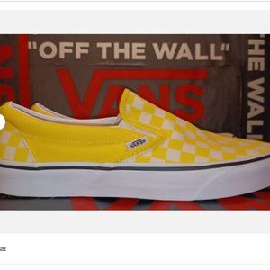 Vans Men's 3.5/Women's 5 Classic Slip On Checkerboard Cyber Yellow VNA033tB2Z